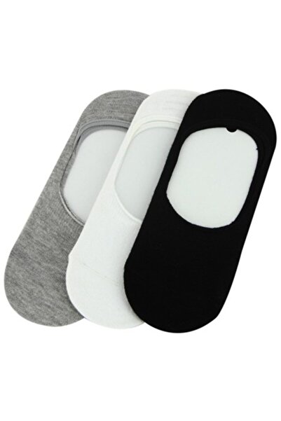VASSTORE Мъжки памучни чорапи балерина, комплект от 3 бр., черно-бели и сиви