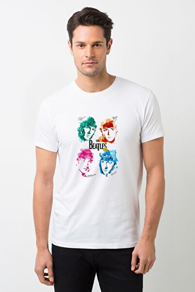 QIVI Beatles Yellow Submarine Metal Štampano Bela muška Pleteno majica T-shir...