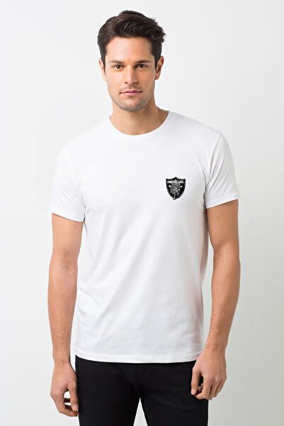 QIVI Metallica Heavy Metal Logo Chest Štampano White Men Pleteno Majica