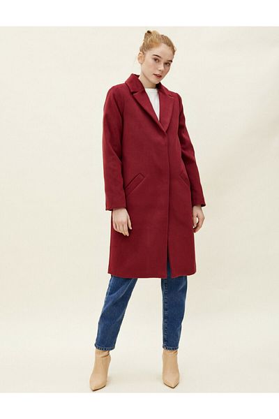 Koton Coat - Burgundy - Double-breasted