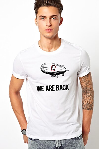 QIVI La Casa De Papel We Are Back Štampano Bela muška Pleteno majica T-shirt ...