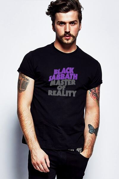 QIVI Μαύρο ανδρικό πλεκτό μπλουζάκι Black Sabbath Master Of Reality