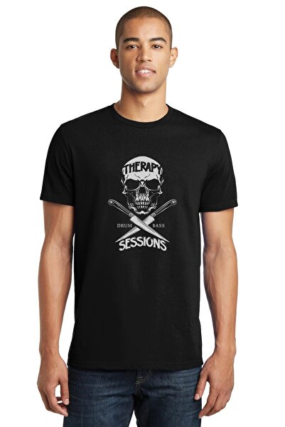 QIVI Bass Therapy Skull Štampano crna muška Pleteno majica