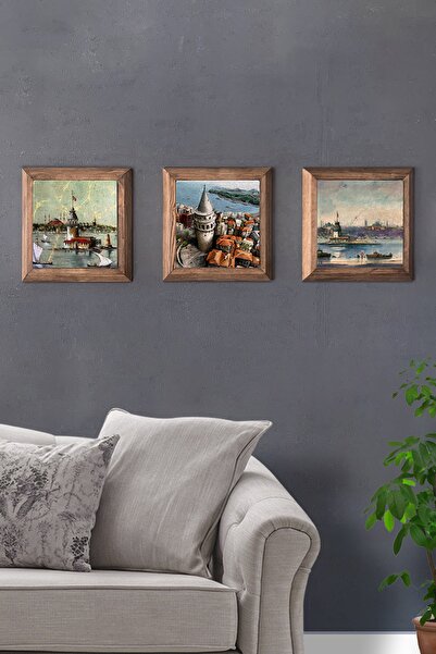 Oscar Stone Decor Masif Çerçeveli 3'lü Set