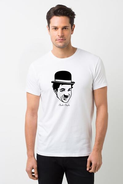 QIVI Čarli Čaplin muška bela majica T-shirt