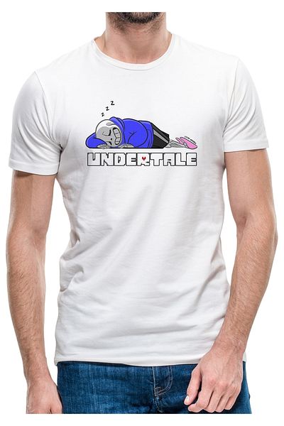QIVI Ανδρικό πλεκτό μπλουζάκι Undertale Sleep Printed White