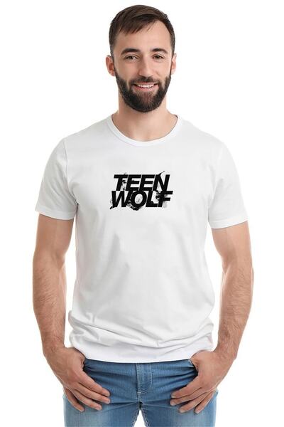 QIVI Teen Wolf logo Štampano bela muška Pleteno majica T-shirt t-shirt