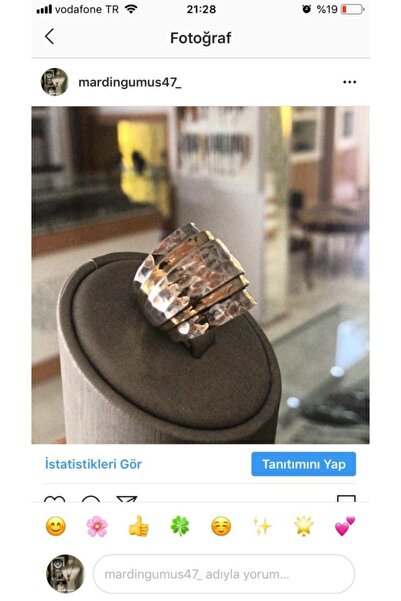 Mardin Gümüş Üç Katlı Dövme Gümüş Yüzük