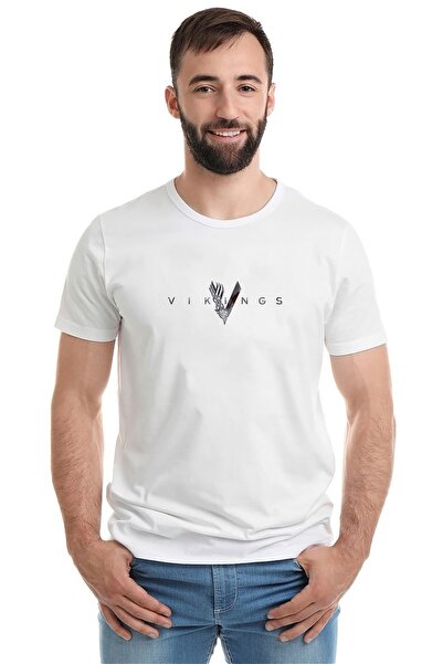 QIVI Vikings Štampano bela muška Pleteno majica