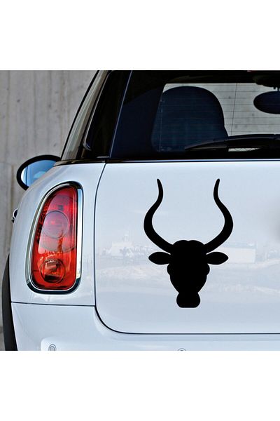 MIGNATIS Autocolant Auto Auto Modificat Ox Bull cu ​​Coarne Lungi 35cm - Negru