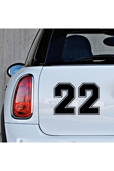 MIGNATIS Numărul 22 Autocolant Număr Lipire cu Contur Exterior 45 Cm - Negru