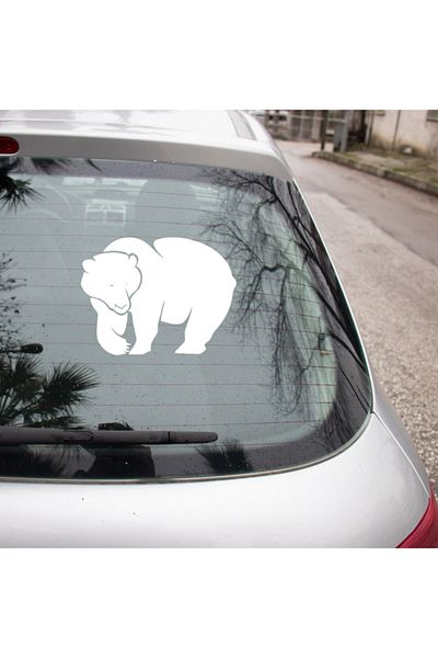 MIGNATIS Autocolant Urs înfricoșător care se uită la vânătoare în timp ce merge 45 Cm - Alb