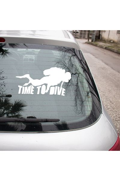 MIGNATIS Time To Dive And Diver Autocolant Lipire 45 Cm - Alb