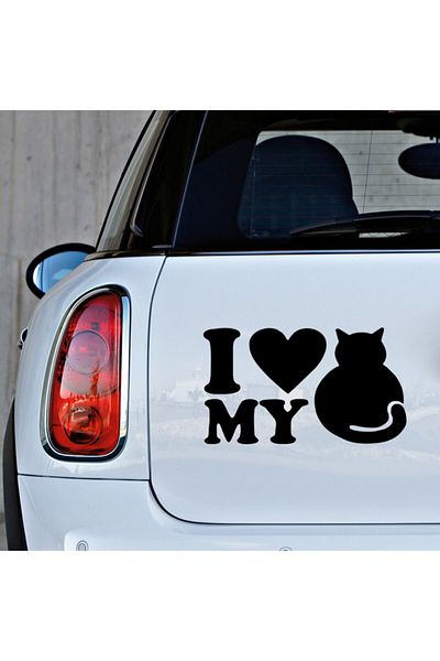 MIGNATIS Autocolant I Love My Pet Cat Lipire 45 Cm - Negru