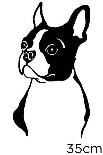 New Jargon Atenție Autocolant Boston Terrier Etichetă Lipire 35cm - Negru