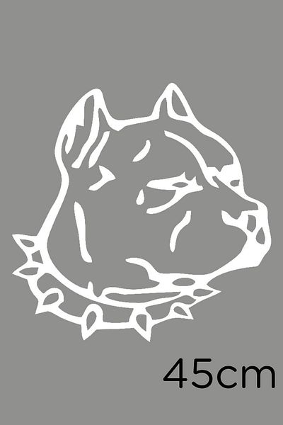 MIGNATIS Autocolant Câine Pitbull Pastă 45 Cm - Alb