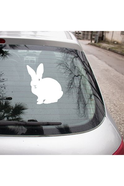 MIGNATIS Atenție Iepure Privind Autocolant Lipire 45 Cm - Alb