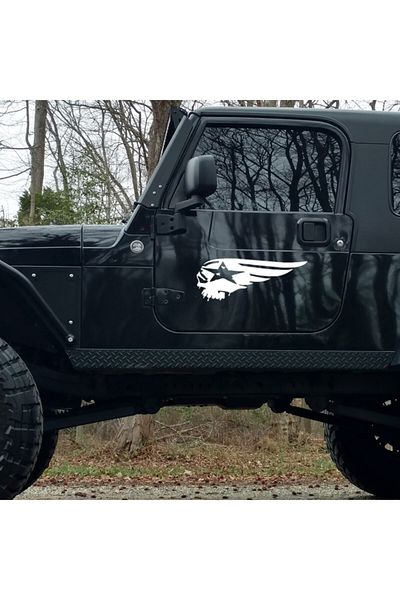 MIGNATIS Autocolant Autocolant Aripă și Steaua Armatei Craniu Lipire 45 Cm - Alb