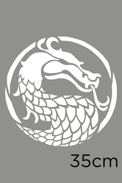 New Jargon Autocolant Dragon cu Motiv Lipit în Cilindru 35cm - Alb