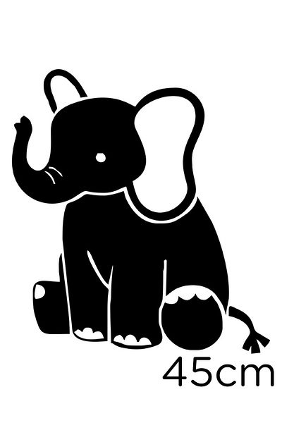New Jargon Autocolant drăguț pui de elefant așezat pe podea 45 cm - negru