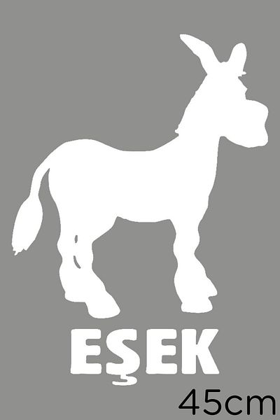 New Jargon Autocolant cu text și măgar drăguț 45 cm - alb