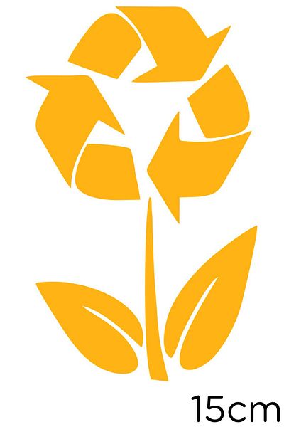 New Jargon Recycling Icon And Flower Sticker Paste 15cm - Yellow