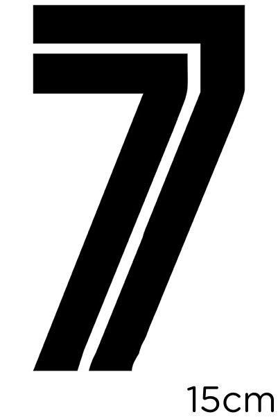 New Jargon Number 7 with Line in the Middle Label Sticker Paste 15cm - Black