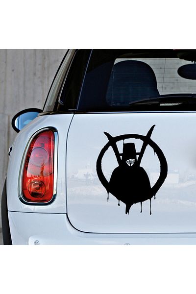 New Jargon Autocolant V For Vendetta 25cm - Negru