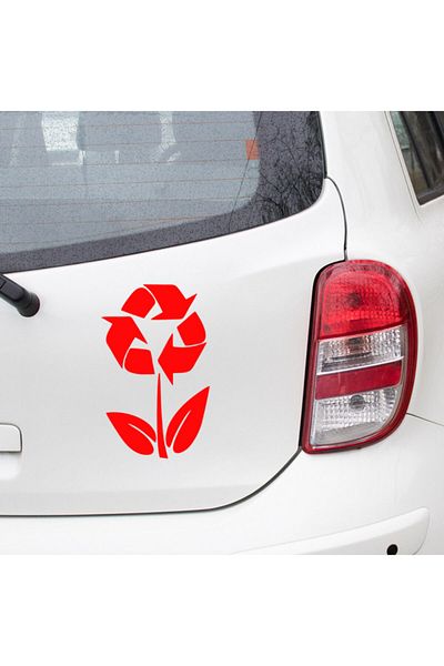 New Jargon Recycle Icon And Flower Sticker Paste 45cm - Red