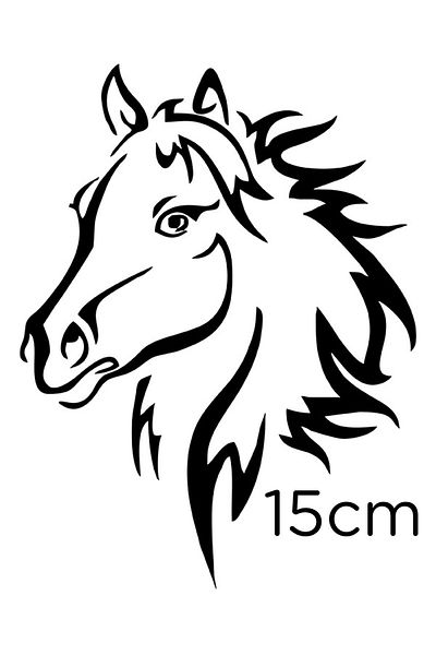 New Jargon Mănâncă autocolant cu cap de cal zburător 15cm - negru