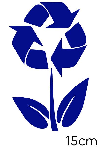 New Jargon Recycling Icon And Flower Sticker Paste 15cm - Navy Blue