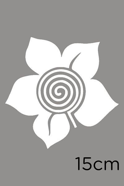 New Jargon Spiral Turn Leaf Sticker with White Flower Label - 15cm
