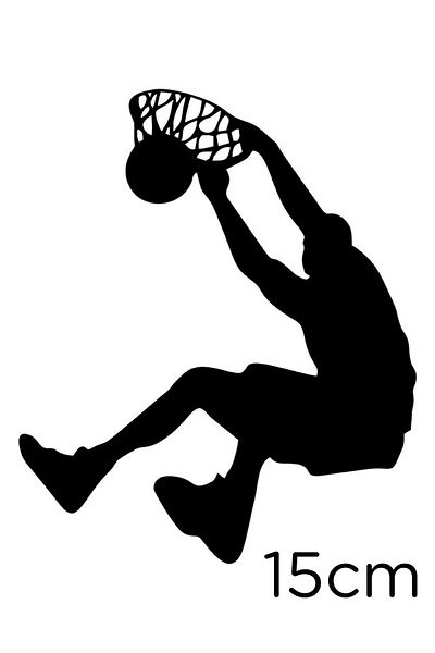 New Jargon Autocolant pentru jucător de baschet Dunking cu două mâini 15 cm - negru