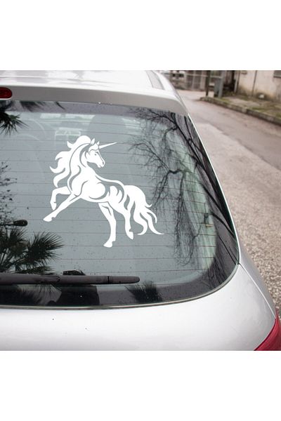New Jargon Autocolant de perete alb cu model unicorn - 25 cm