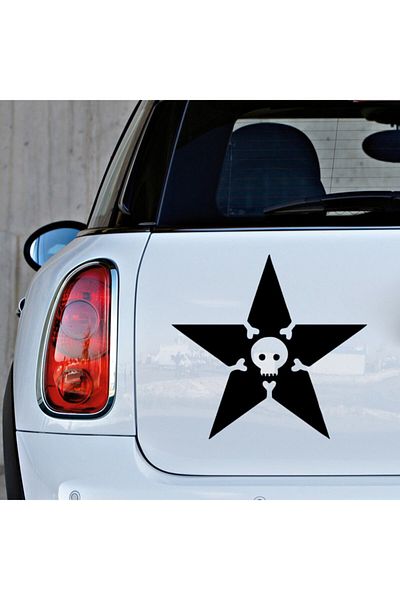 MIGNATIS Autocolant cu craniu și stea cu lățime de 45 cm - negru