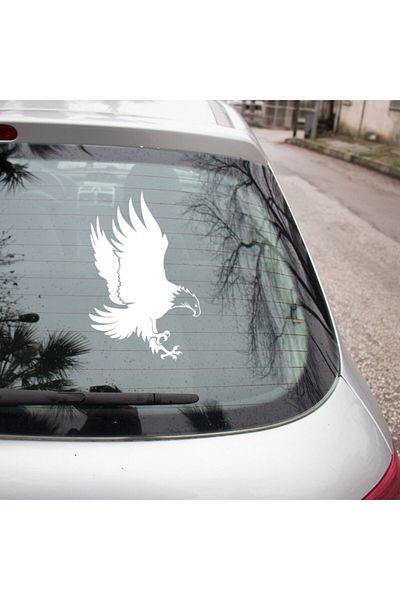 New Jargon Autocolant de perete pentru mașină cu gheare deschisă vulturul prădător 25 cm - alb