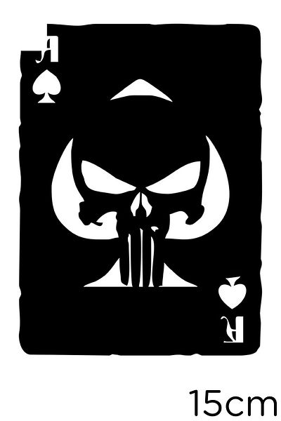 New Jargon Lipirea cărților de joc și autocolant Punisher 15cm - Negru