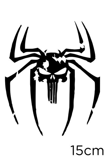 New Jargon Autocolant cu craniu Spider And Punisher 15cm - Negru