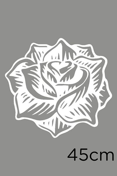 MIGNATIS Spring Opened Rose Grain Sticker Paste 45 Cm for Vehicle and Wall - White