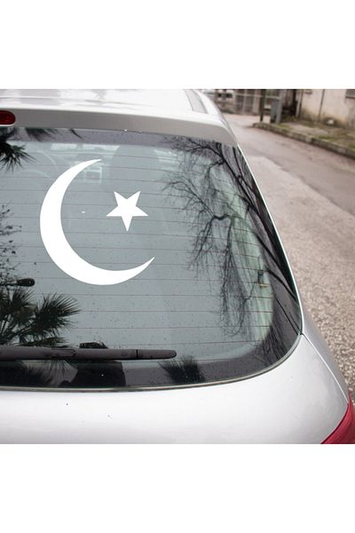 New Jargon Autocolant pentru mașină Istanbul și Moon Star Icon 45cm - Alb