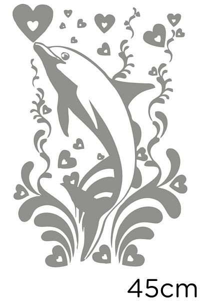 New Jargon Flower Hearts And Dolphin Sticker Paste 45cm - Gray