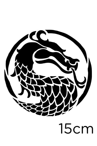 New Jargon Autocolant Dragon cu Motiv Lipit în Cilindru 15cm - Negru