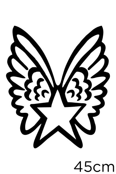 New Jargon Autocolant pentru mașină Black Star Star 45cm Duar - Lipire cu aripi