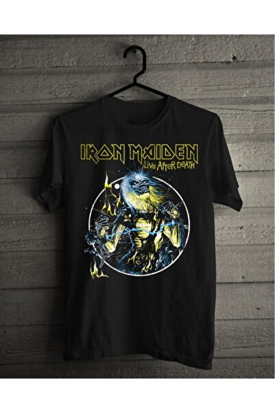 StüdyoÜmitTişört Iron Maiden Live After Death Metal Band Baskılı Penye Tişört