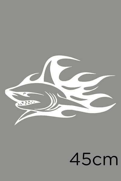 New Jargon Lipire autocolant Shark cu efect de foc 45cm - Alb