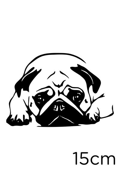 New Jargon Autocolant Drăguț Dog Pug Lipire 15 Cm - Negru