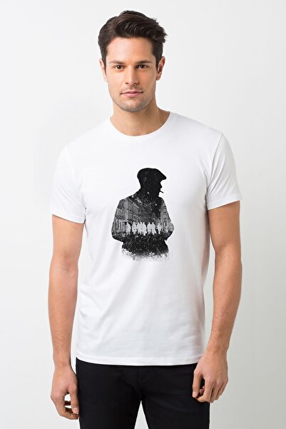 QIVI Peaky Blinders Tommy Shelby Shadow Štampano Bela muška Pleteno majica T-...