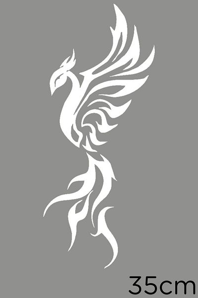 New Jargon Vedere laterală din linii Autocolant Phoenix 35cm - Alb