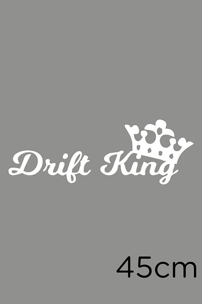 New Jargon Autocolant cu text și coroană Drift King 45cm - alb