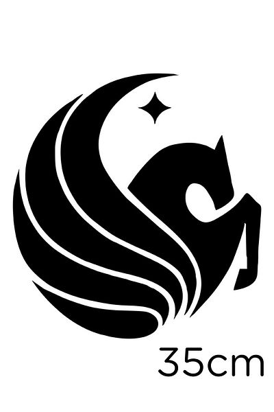 New Jargon Aripă Icon Starry Flying Horse Autocolant Lipire 35cm - Negru